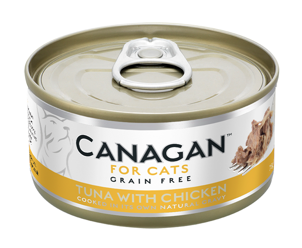 75克Canagan 無穀物吞拿魚+雞肉主食貓罐頭, 泰國製造
